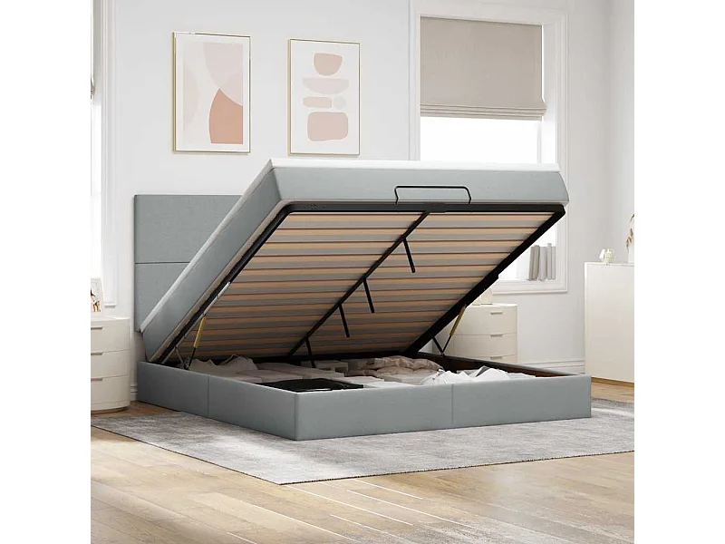 Struttura Letto Pouf con Materasso 160x200 cm in Tessuto