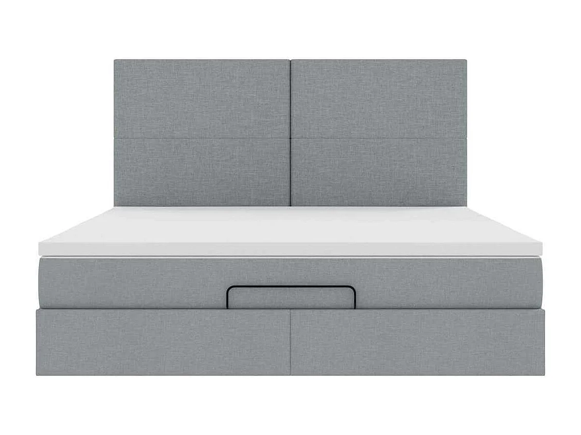 Ottoman-Bett mit Matratze & LEDs Hellgrau 160x200 cm Stoff