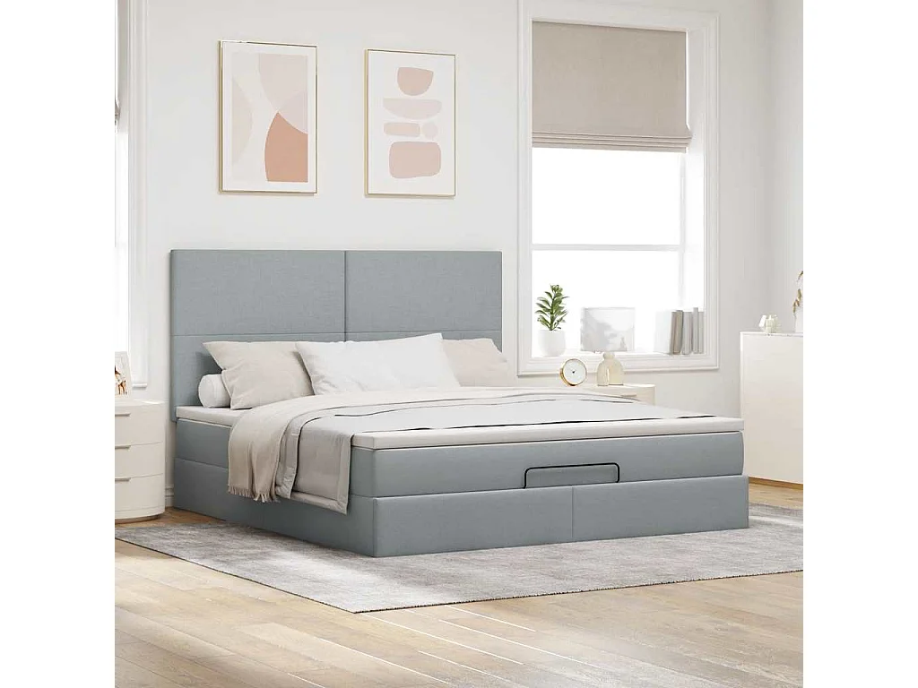 Struttura Letto Pouf con Materasso 160x200 cm in Tessuto