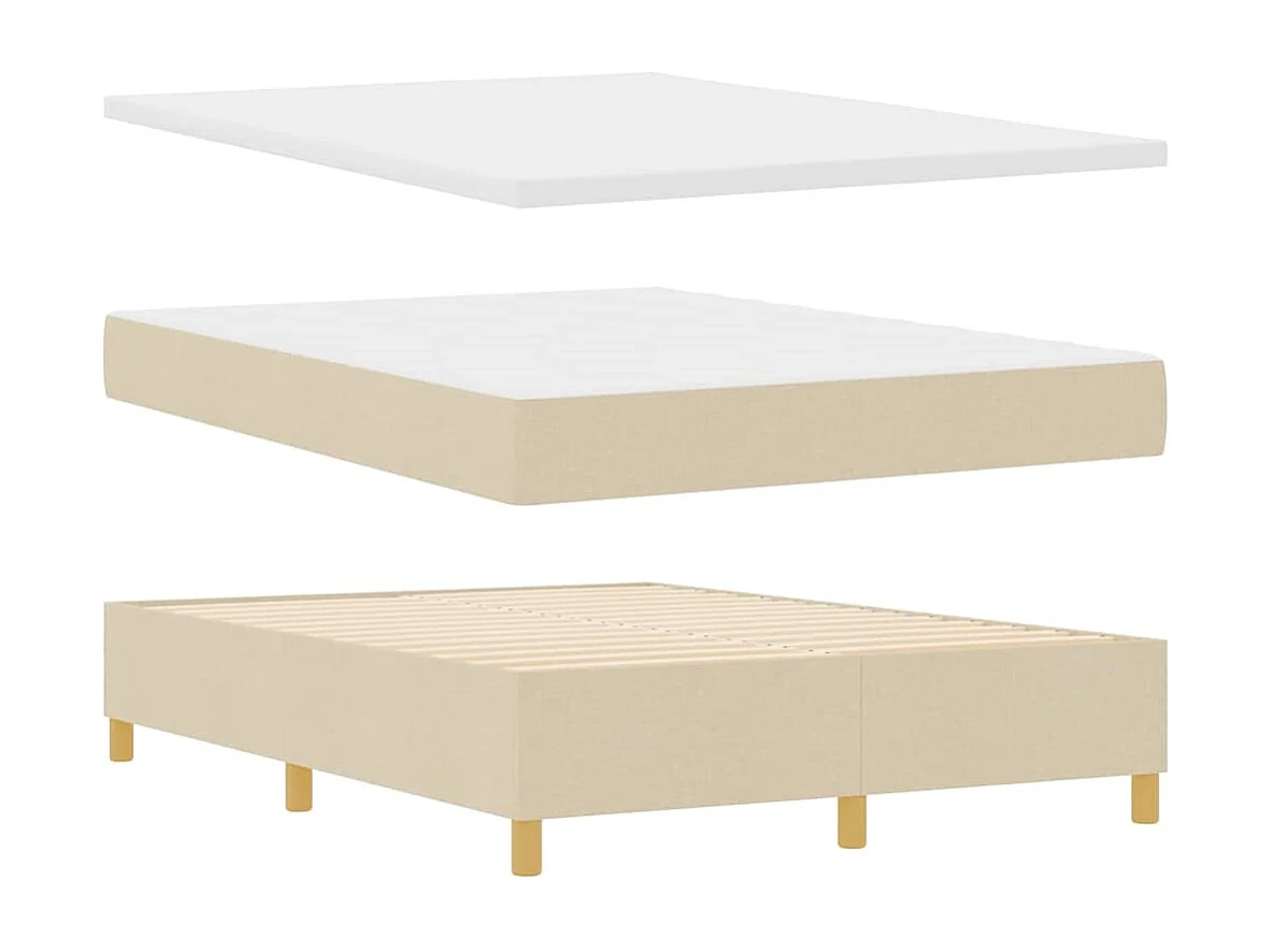 Lit à ressorts avec matelas Crème 140 x 190 cm tissu