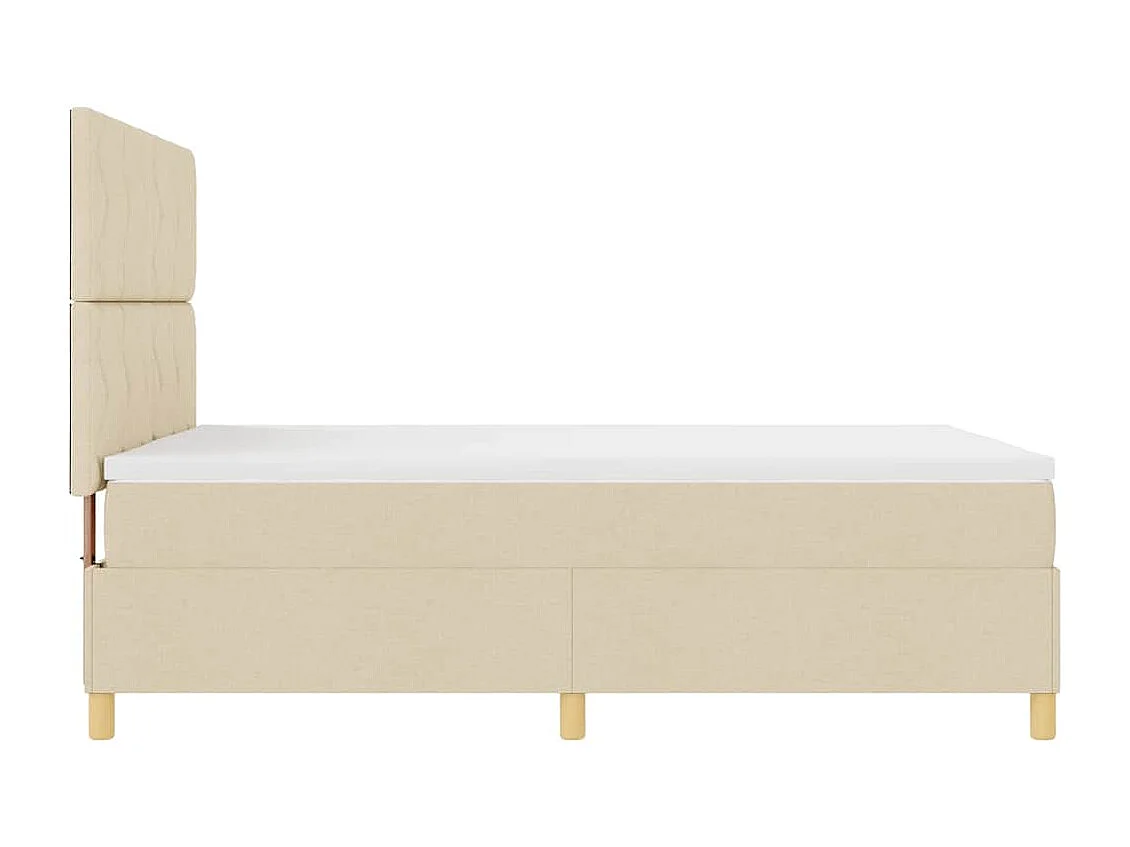 Lit à ressorts avec matelas Crème 140 x 190 cm tissu