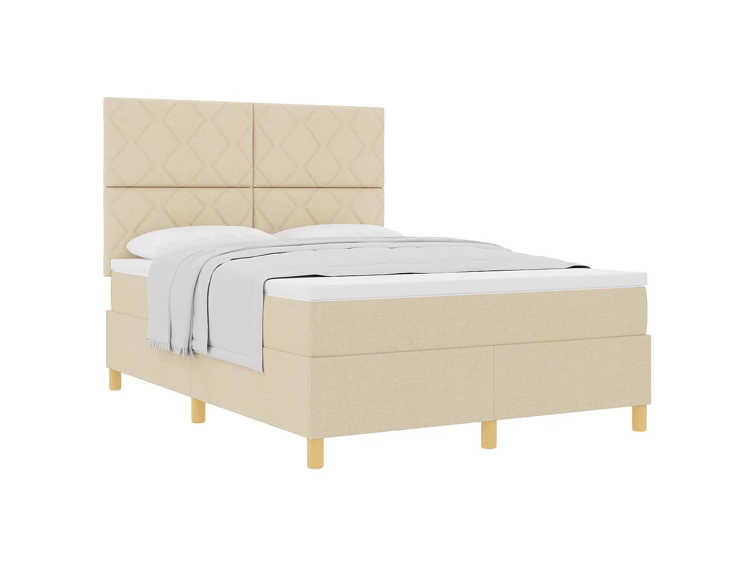 Boxspringbett mit Kopfteil Creme 140 x 190 cm Stoff