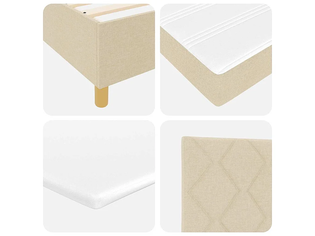 Boxspringbett mit Kopfteil Creme 140 x 190 cm Stoff