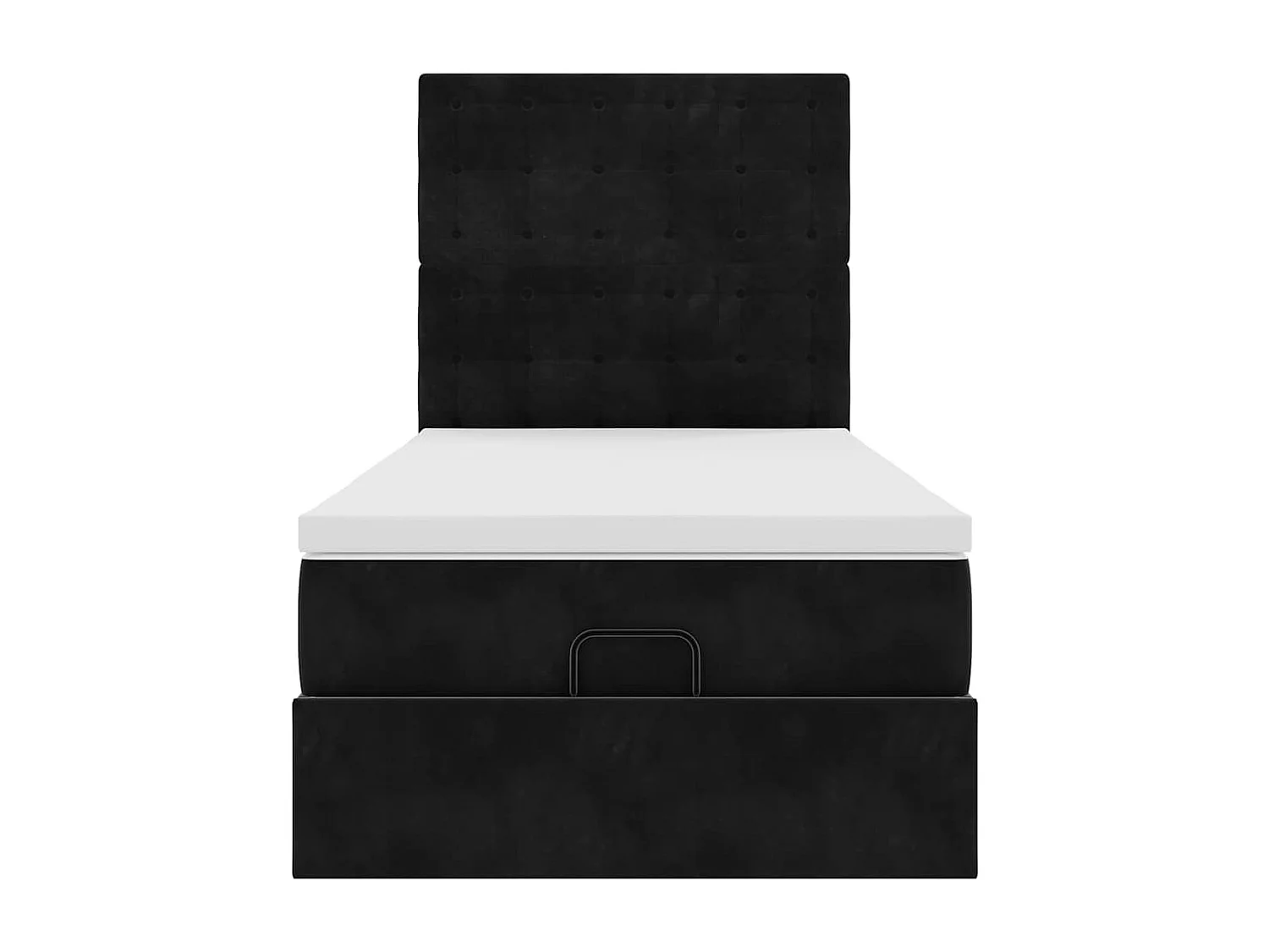 Struttura Letto Pouf con Materassi Nero 90x200 cm in Velluto