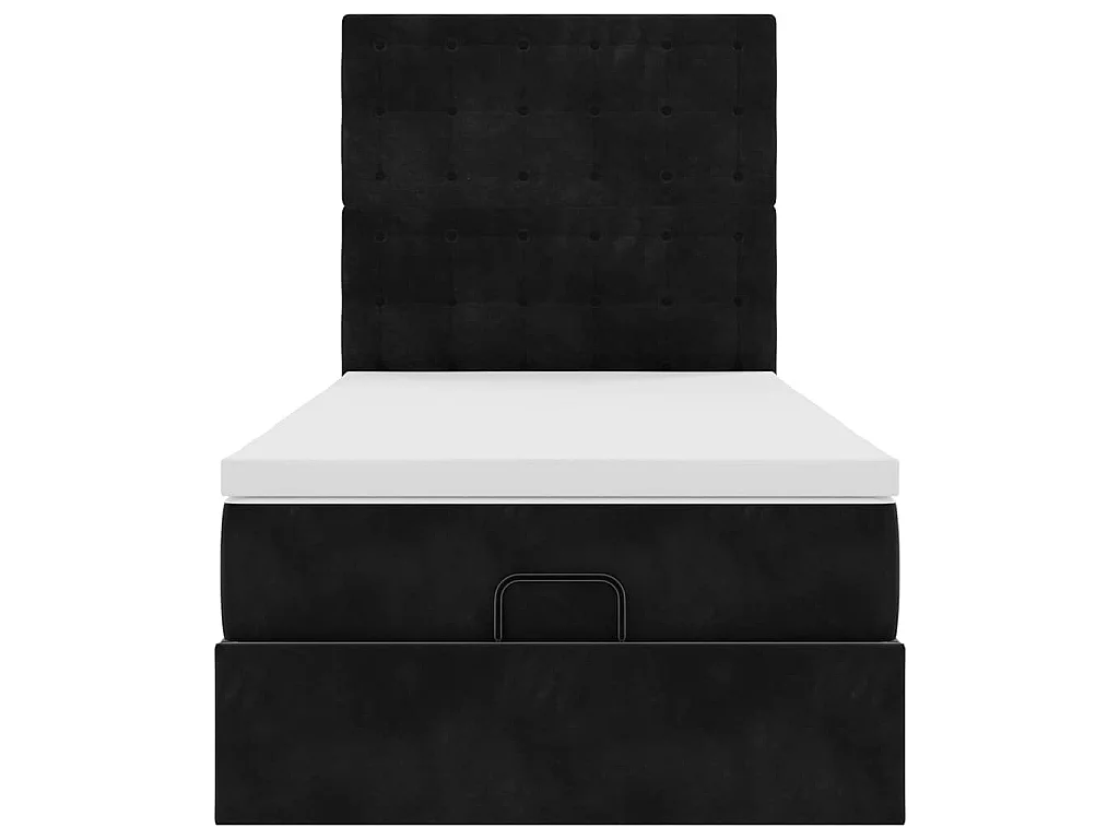 Estrutura de cama otomana com colchões preto veludo
