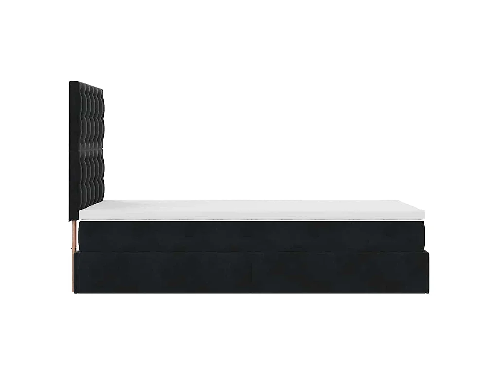 Estrutura de cama otomana com colchões preto veludo