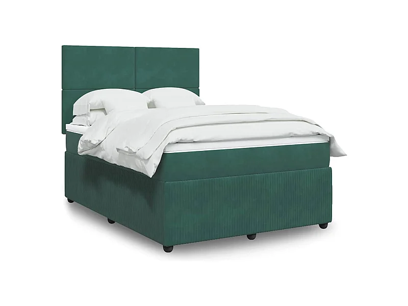 Boxspringbett mit Matratze Dunkelgrün 140x190 cm Samt