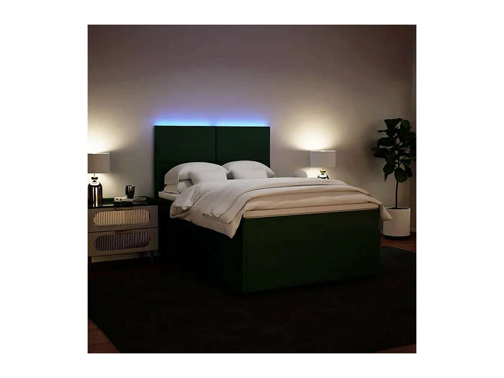 Sommier à lattes de lit et matelas Vert foncé 140x190cm Velours