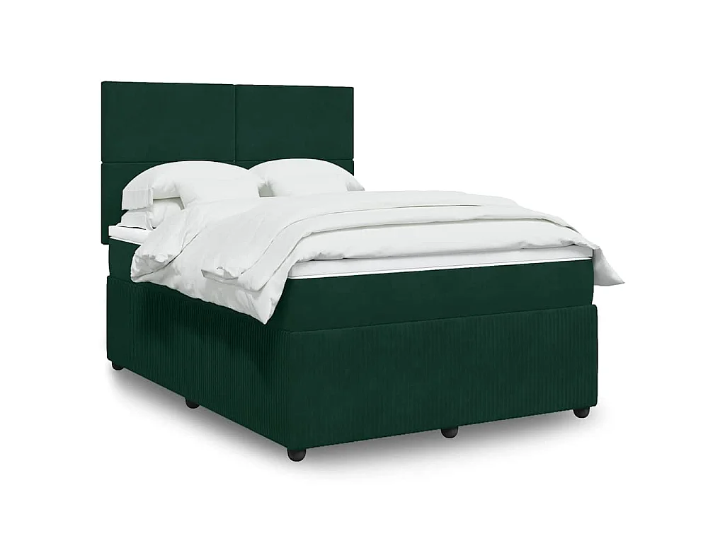 Boxspring met matras fluweel donkergroen 140x190 cm