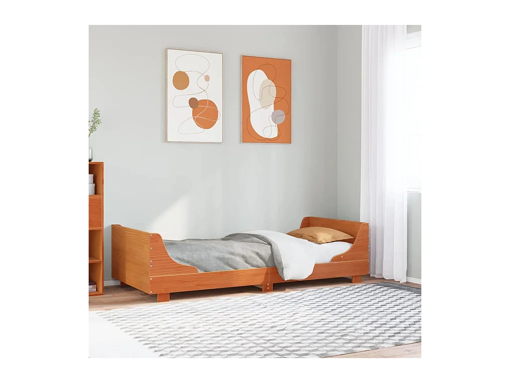 Cadre de lit sans matelas cire marron 90x200 cm bois pin massif