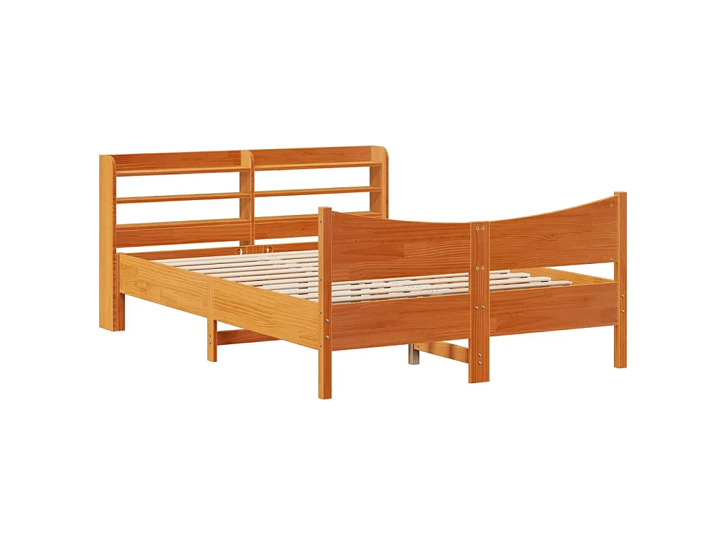 Cadre de lit et tête de lit cire marron 160x200 cm bois de pin