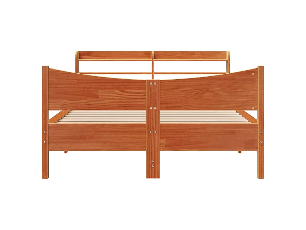 Cadre de lit et tête de lit cire marron 160x200 cm bois de pin