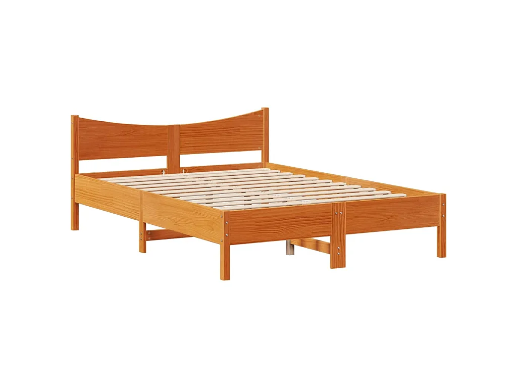 Cadre de lit et tête de lit cire marron 160x200 cm bois de pin