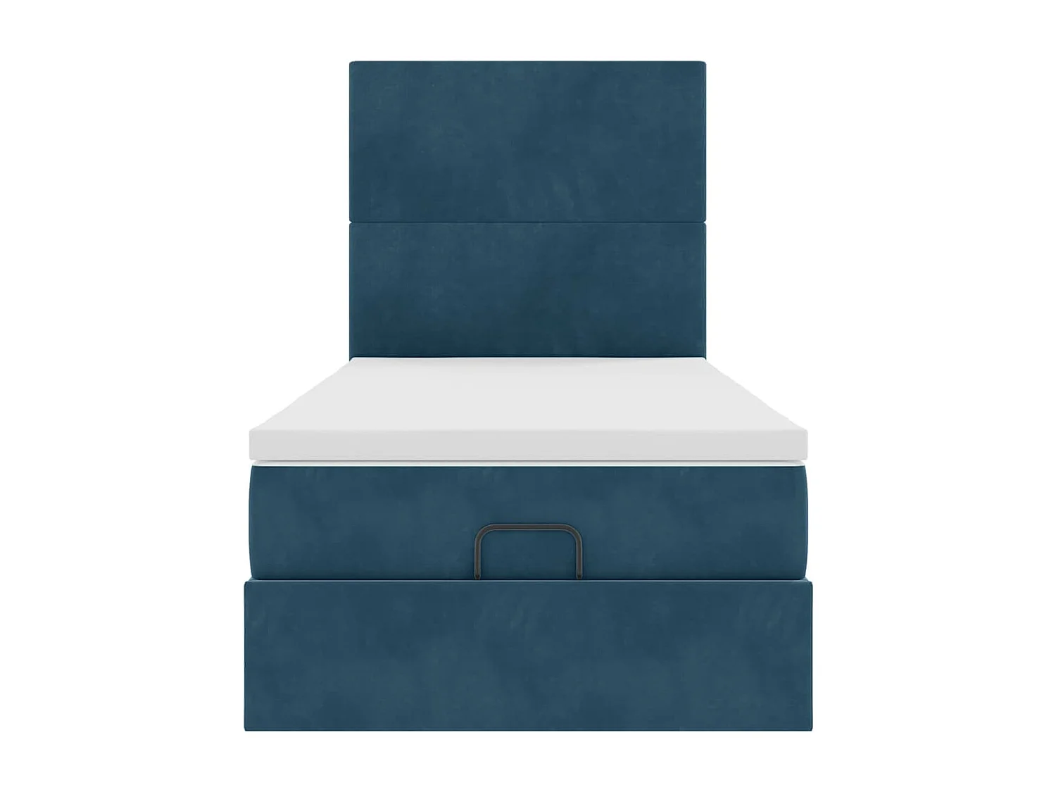 Cadre de lit ottoman avec matelas bleu foncé 90x200 cm velours