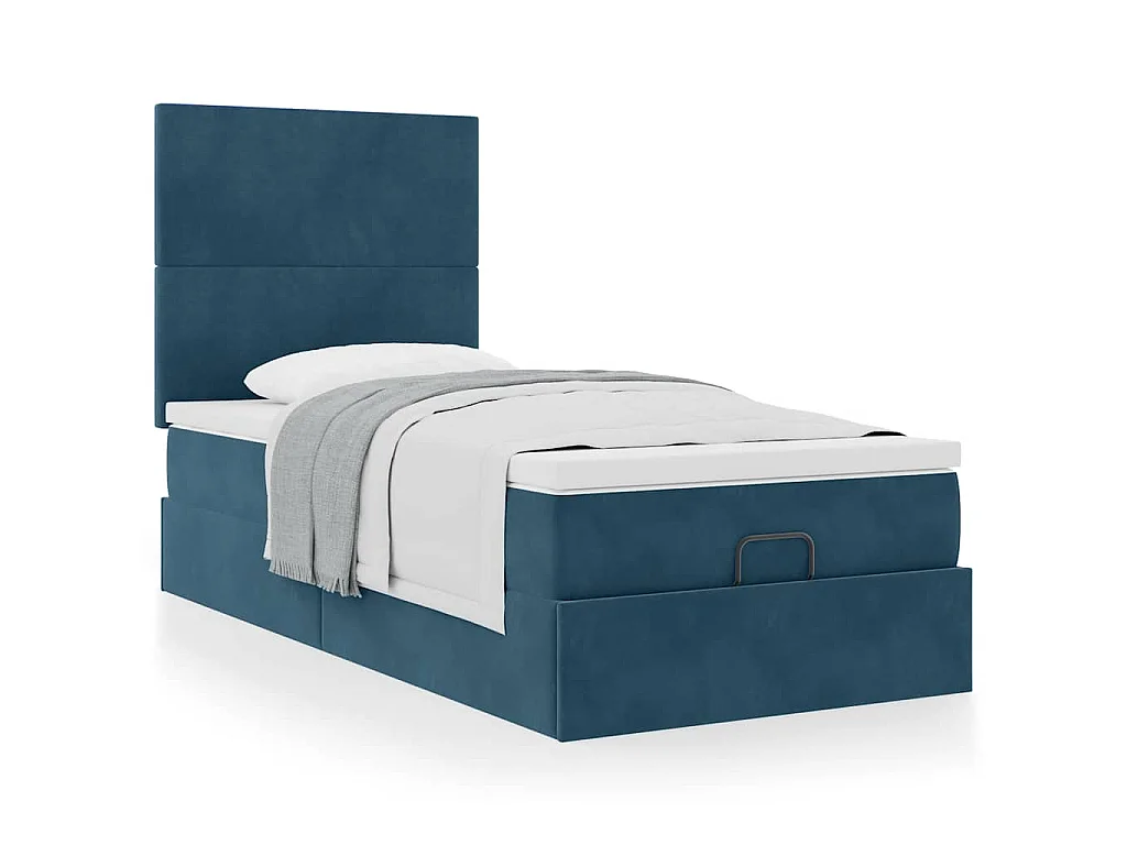 Ottoman bed met matrassen 90x200cm fluweel donkerblauw