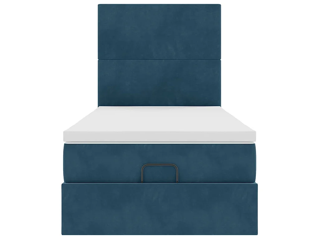 Ottoman bed met matrassen 90x200cm fluweel donkerblauw
