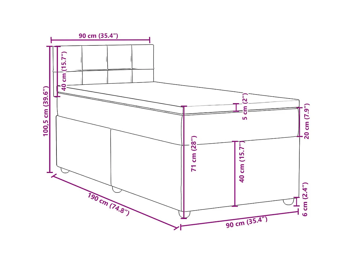Sommier à lattes de lit et matelas Gris clair 90x190 cm Tissu