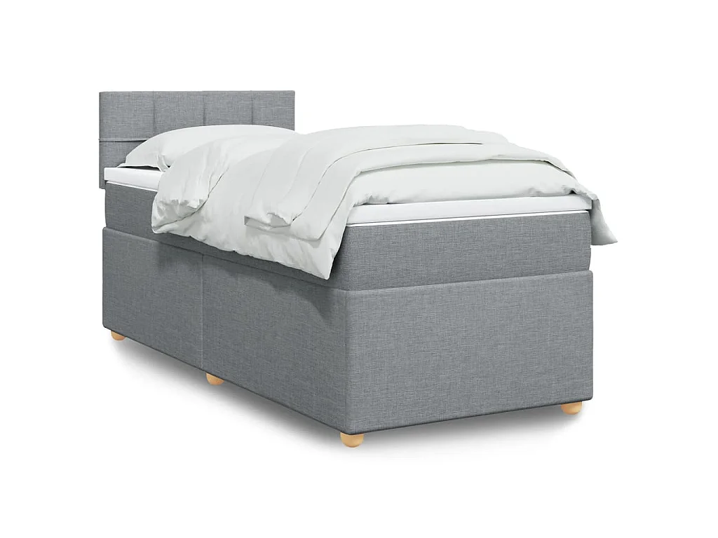 Sommier à lattes de lit et matelas Gris clair 90x190 cm Tissu