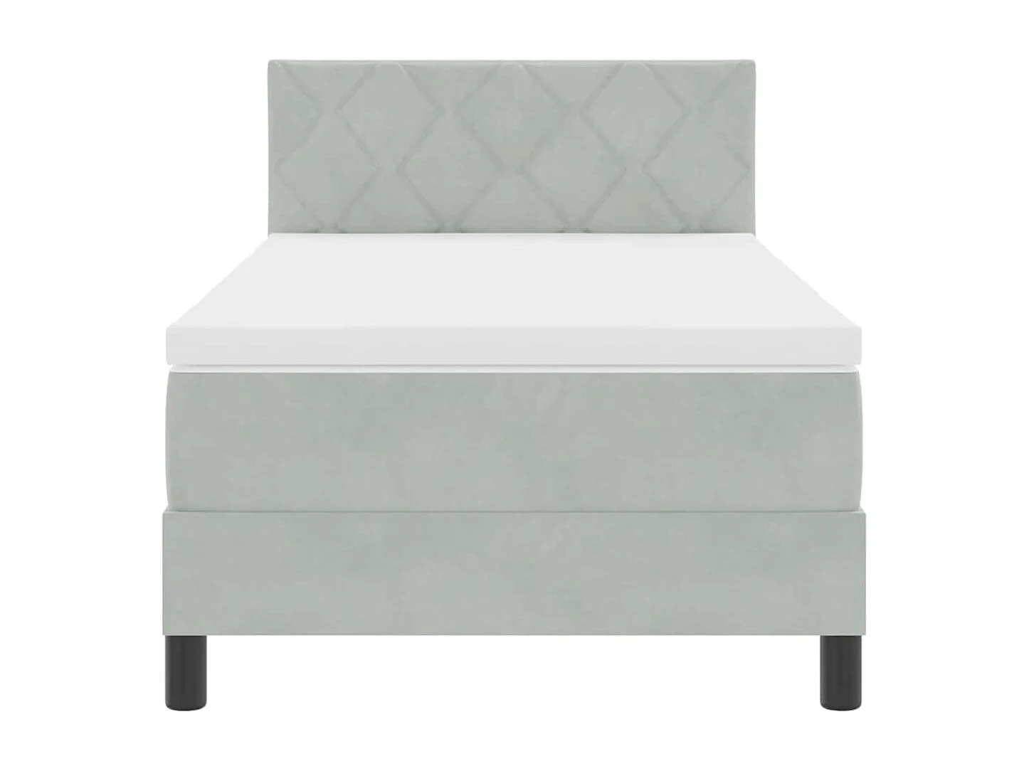 Boxspringbett mit Matratze Hellgrau 90 x 190 cm Samt