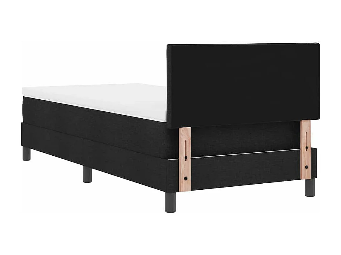 Lit à ressorts avec matelas Noir 90 x 200 cm tissu