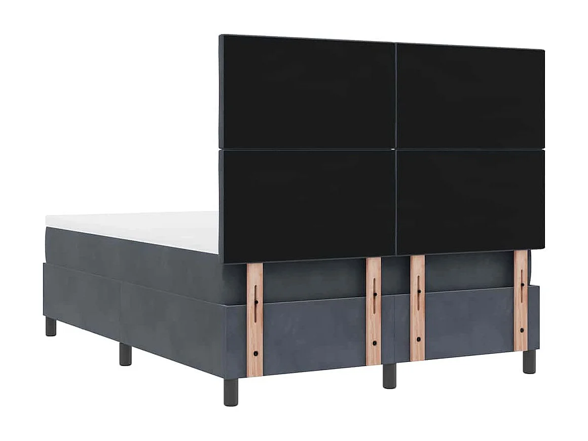 Lit à ressorts avec matelas Gris foncé 140 x 200 cm Velours