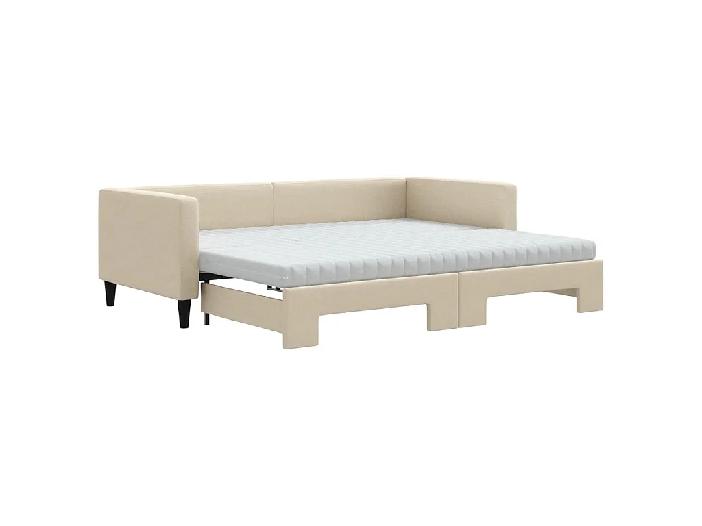 Sofá cama nido con colchón tela crema 90x200 cm