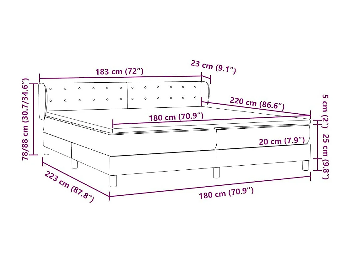 Boxspringbed met matrassen 180x220 cm fluweel donkergrijs