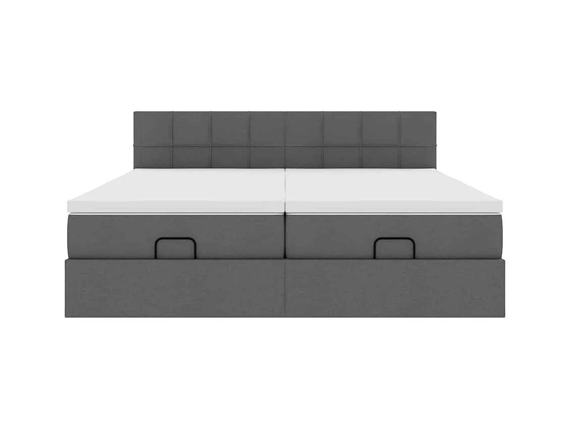 Ottoman-Bett mit Matratzen Dunkelgrau 180x200 cm Stoff