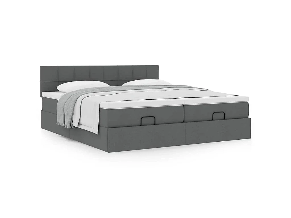 Ottoman-Bett mit Matratzen Dunkelgrau 180x200 cm Stoff