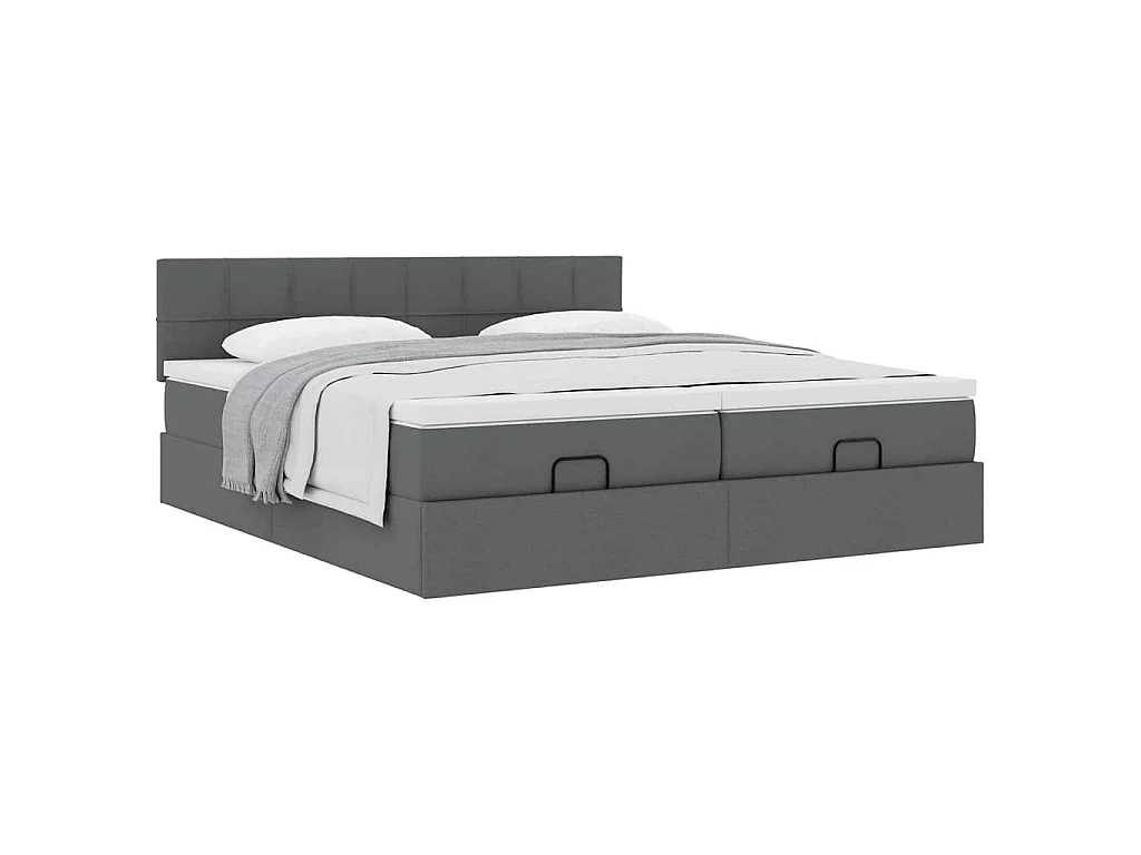 Ottoman-Bett mit Matratzen Dunkelgrau 180x200 cm Stoff