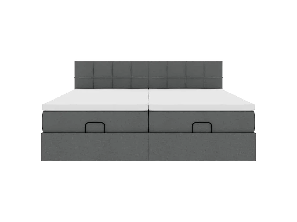 Ottoman-Bett mit Matratzen Dunkelgrau 180x200 cm Stoff