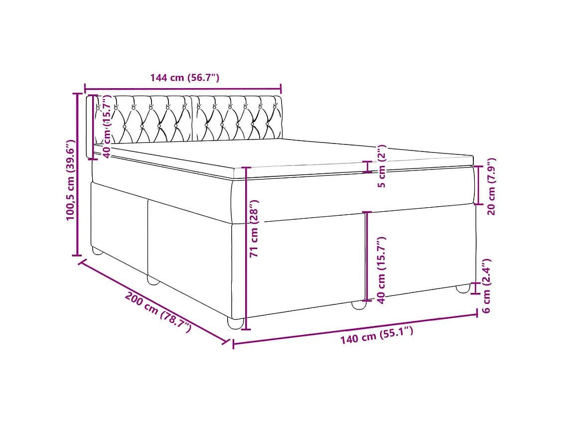Boxspringbett mit Matratze Creme 140x200 cm Stoff