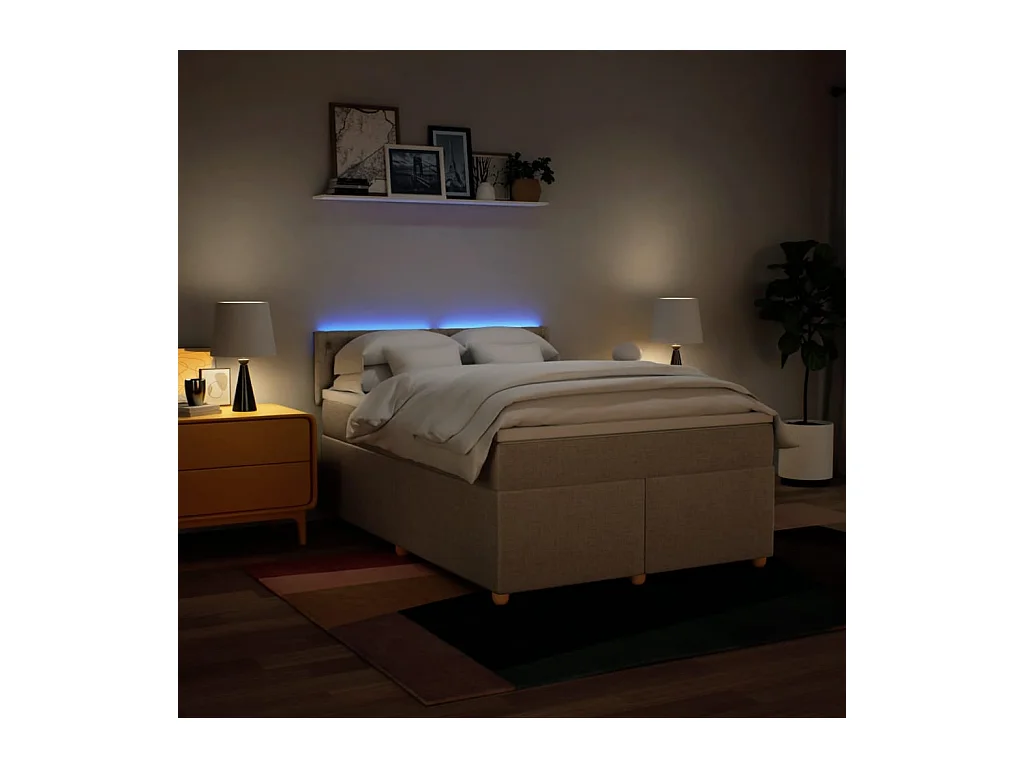 Boxspringbett mit Matratze Creme 140x200 cm Stoff