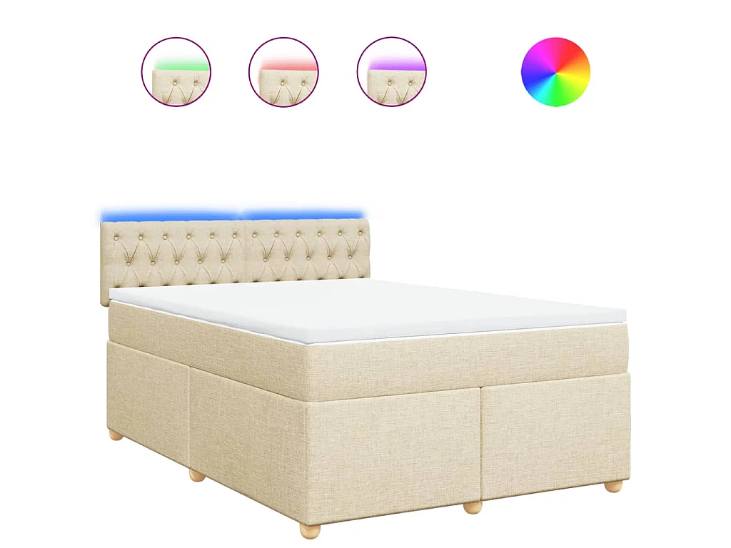 Boxspringbett mit Matratze Creme 140x200 cm Stoff