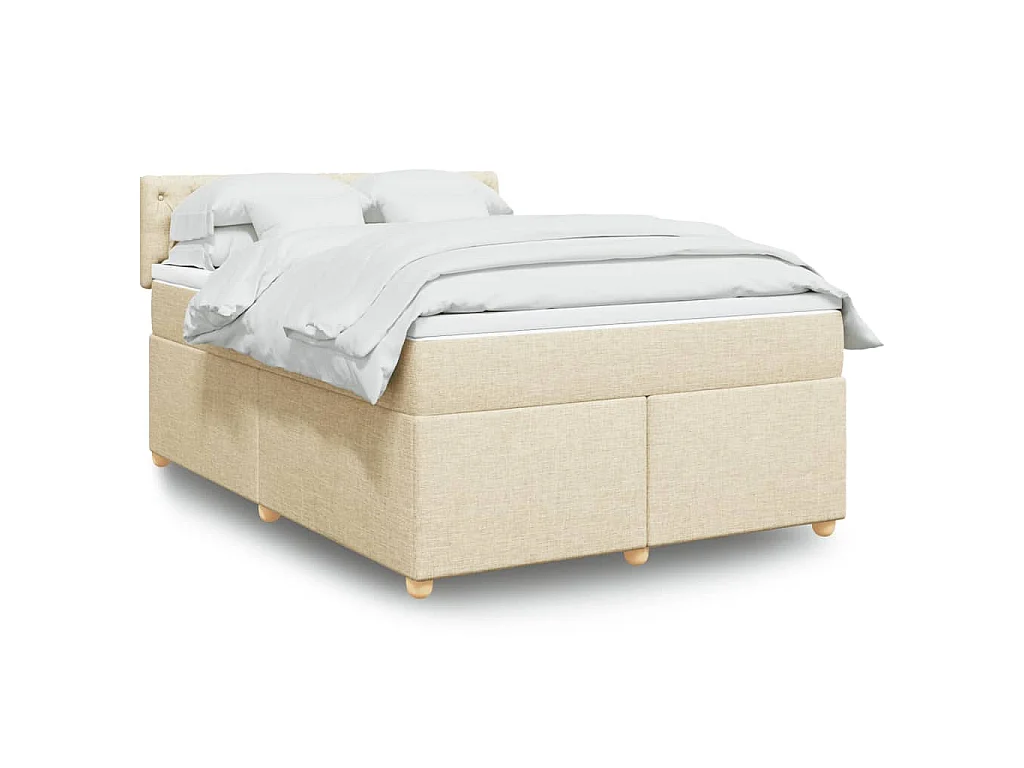 Boxspringbett mit Matratze Creme 140x200 cm Stoff