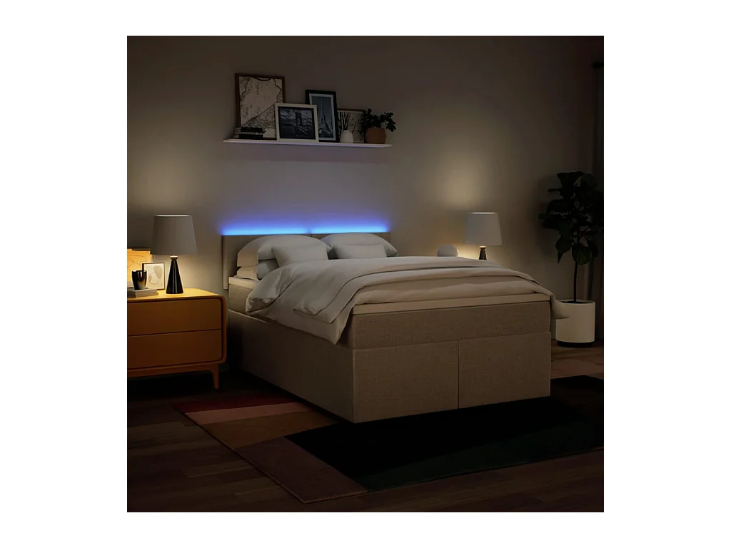 Sommier à lattes de lit avec matelas Crème 160x200 cm Tissu