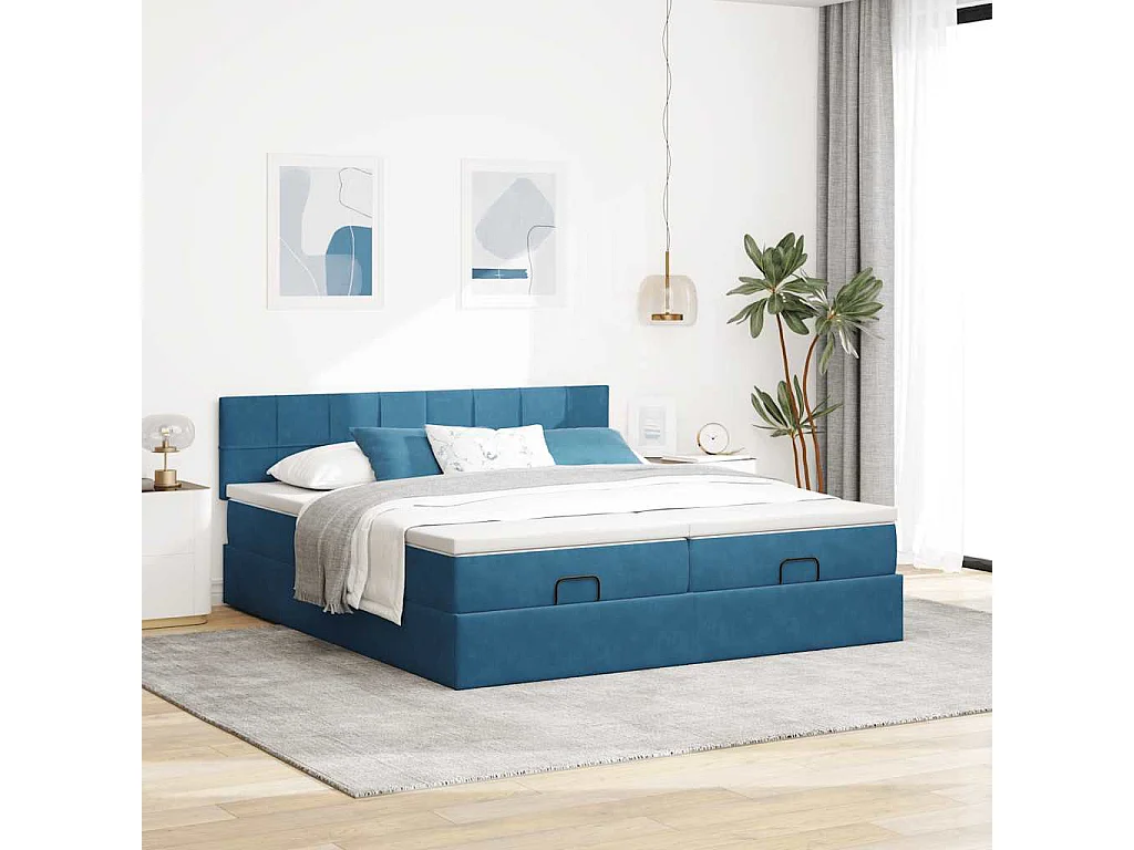 Struttura Letto Pouf con Materassi 180x200 cm Velluto