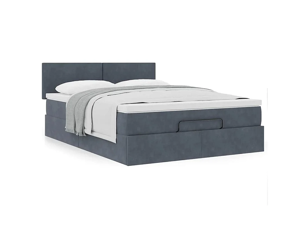 Estructura cama otomana con colchón gris oscuro 140x200cm