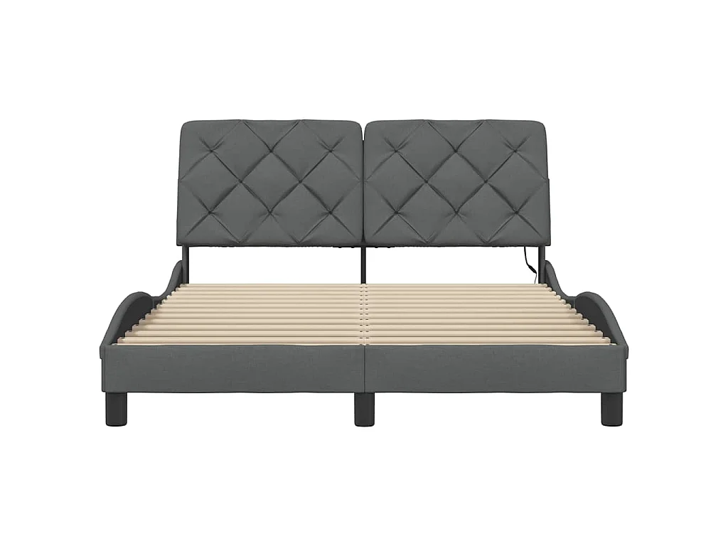 Bedframe met LED zonder matras 140x200 cm stof donkergrijs