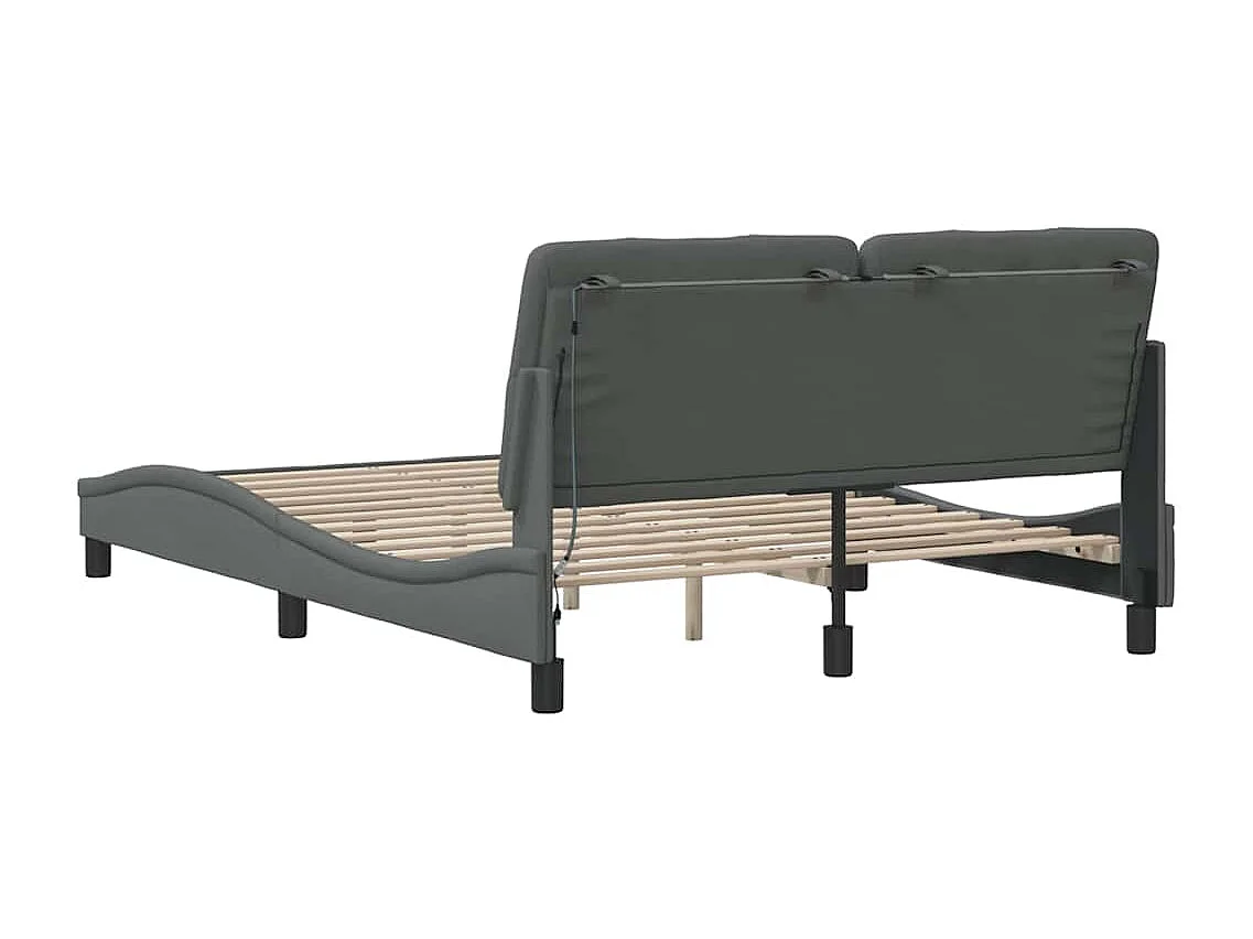 Bedframe met LED zonder matras 140x200 cm stof donkergrijs
