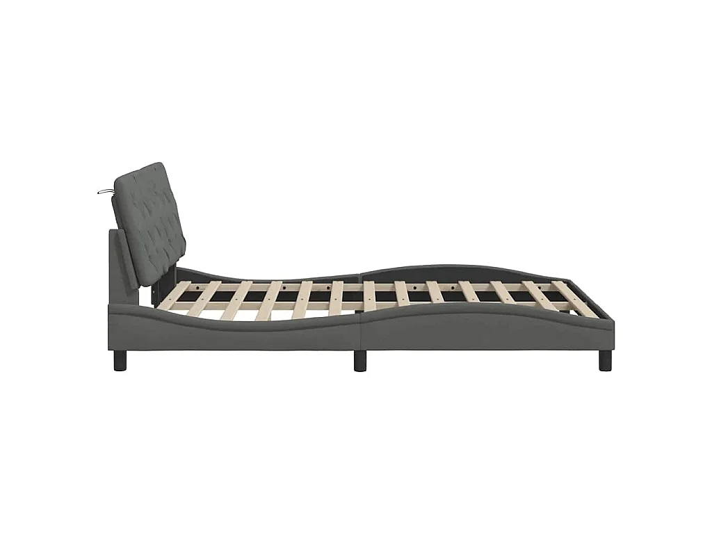 Bedframe met LED zonder matras 140x200 cm stof donkergrijs