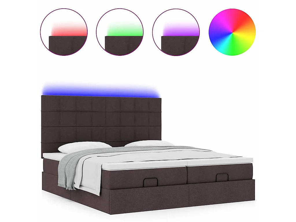 Ottoman bed met matrassen en LED's 180x200cm stof donkerbruin