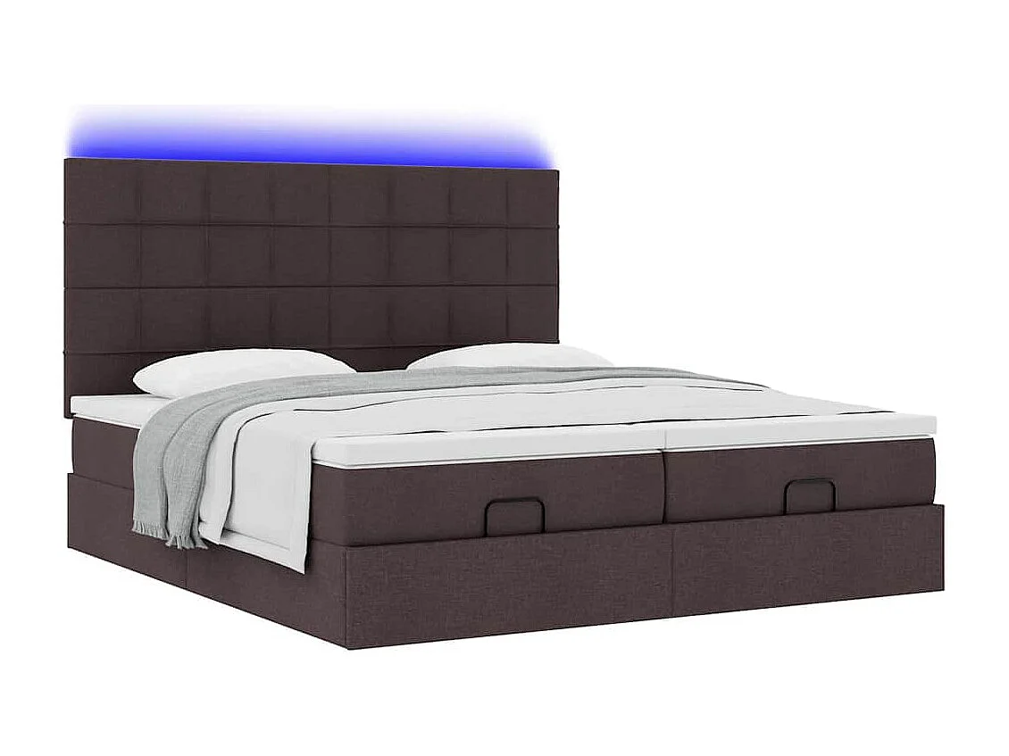 Ottoman bed met matrassen en LED's 180x200cm stof donkerbruin