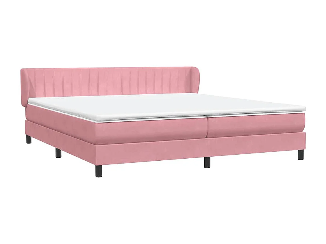 Sommier à lattes de lit avec matelas rose 180x210 cm velours