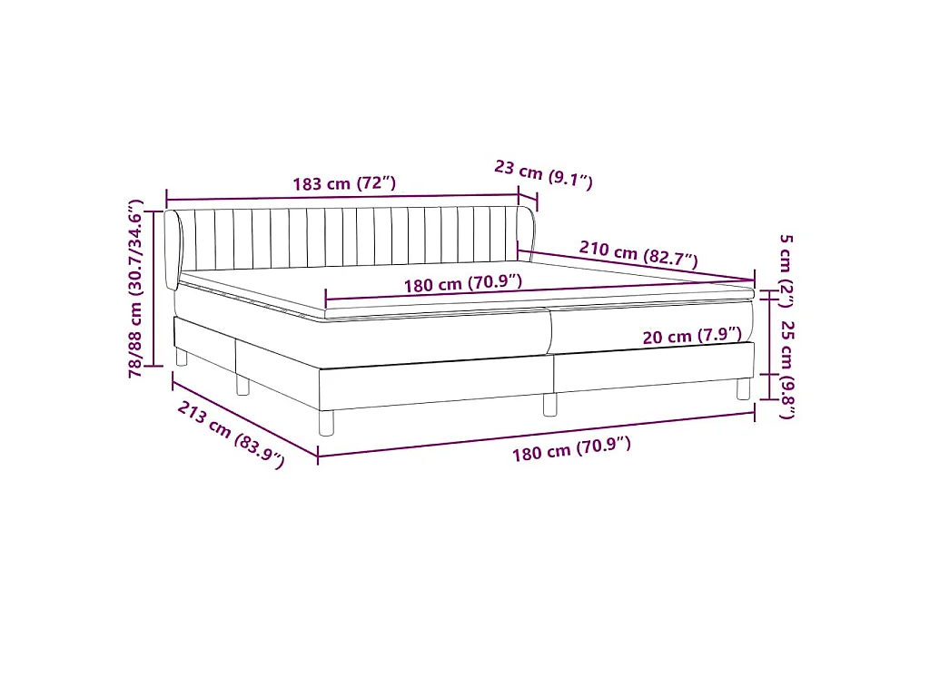 Boxspringbett mit Matratzen Rosa 180x210 cm Samt