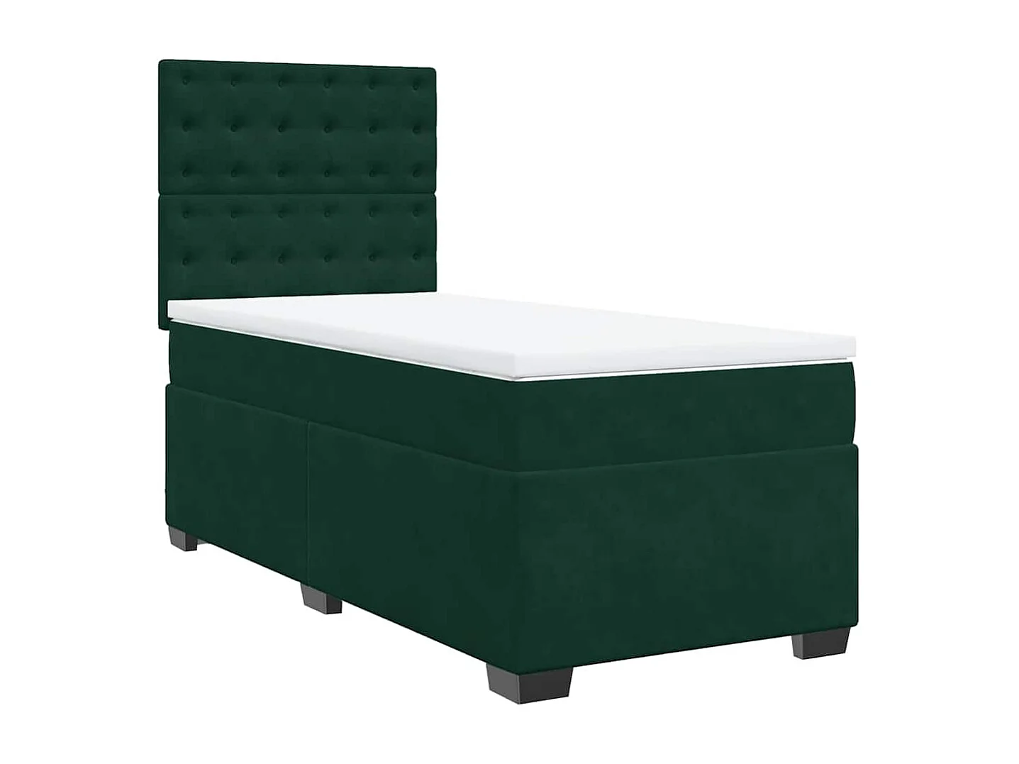 Cama box spring con colchón terciopelo verde oscuro 90x190 cm