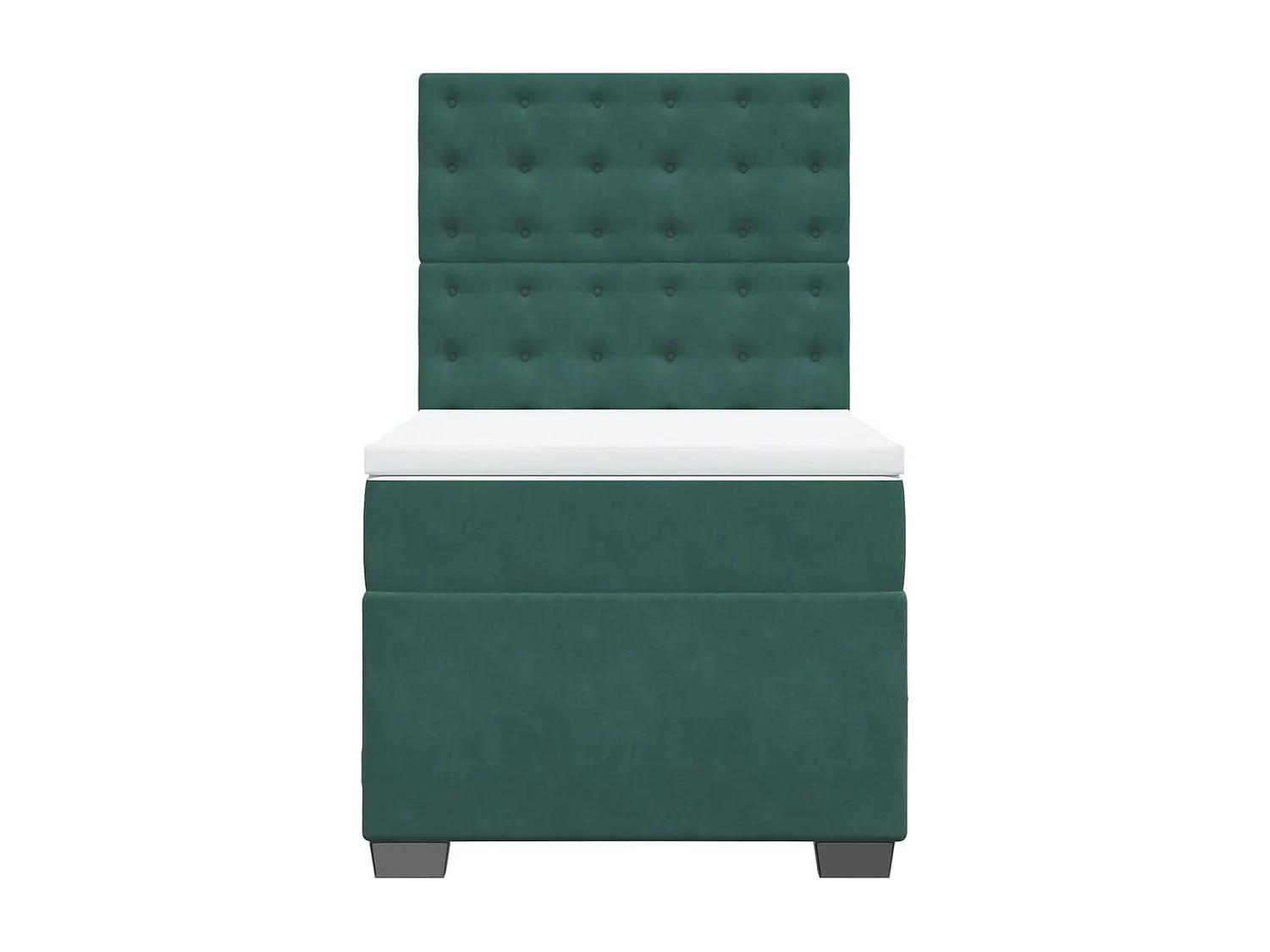 Cama box spring con colchón terciopelo verde oscuro 90x190 cm