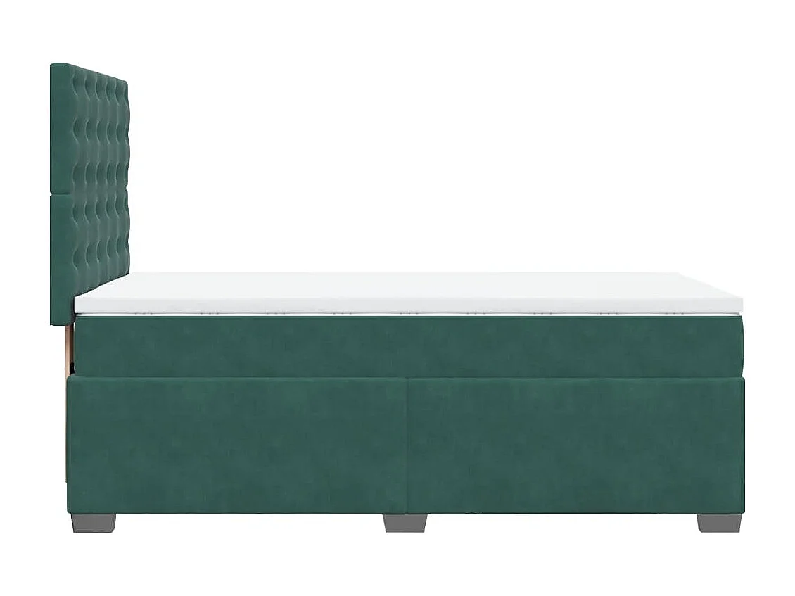 Cama box spring con colchón terciopelo verde oscuro 90x190 cm