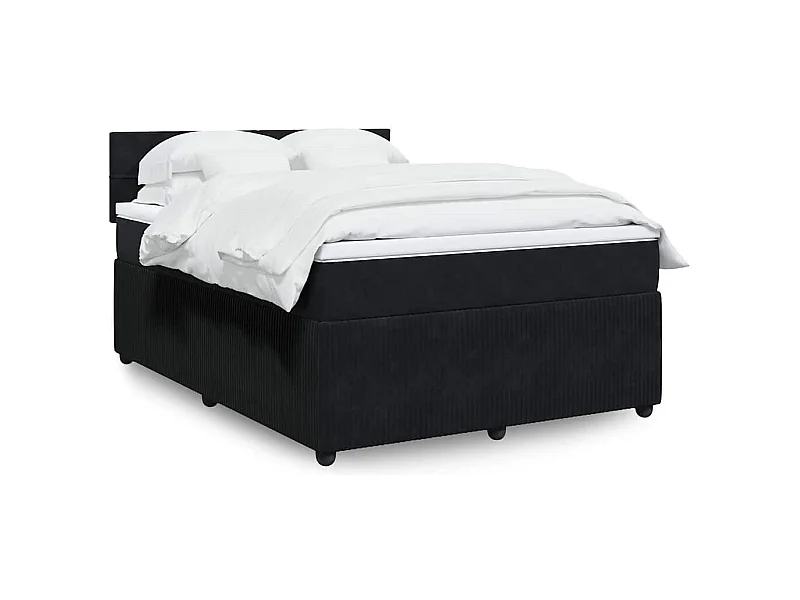 Sommier à lattes de lit avec matelas Noir 140x190 cm Velours