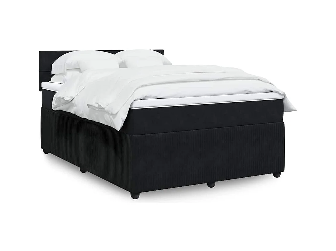 Cama box spring con colchón terciopelo negro 140x190 cm